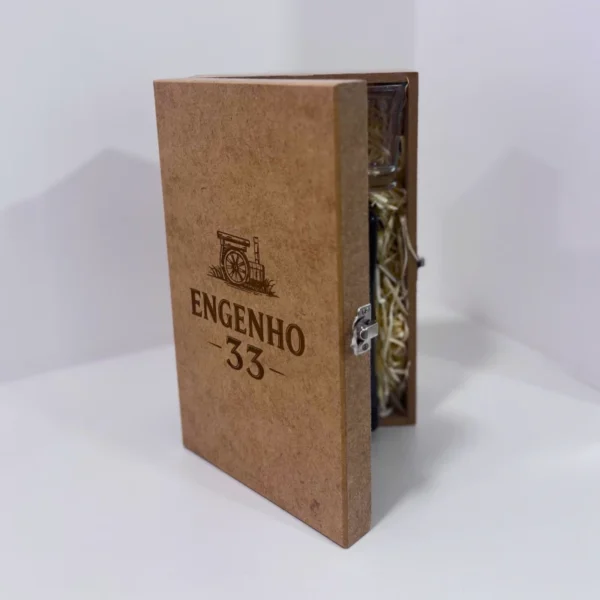 Kit: Caixa de Madeira + Engenho 33 + 2 Copos